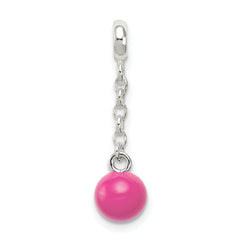 Sterling Silver Hot Pink Enamel Bead 1/2 Dangle Enhancer