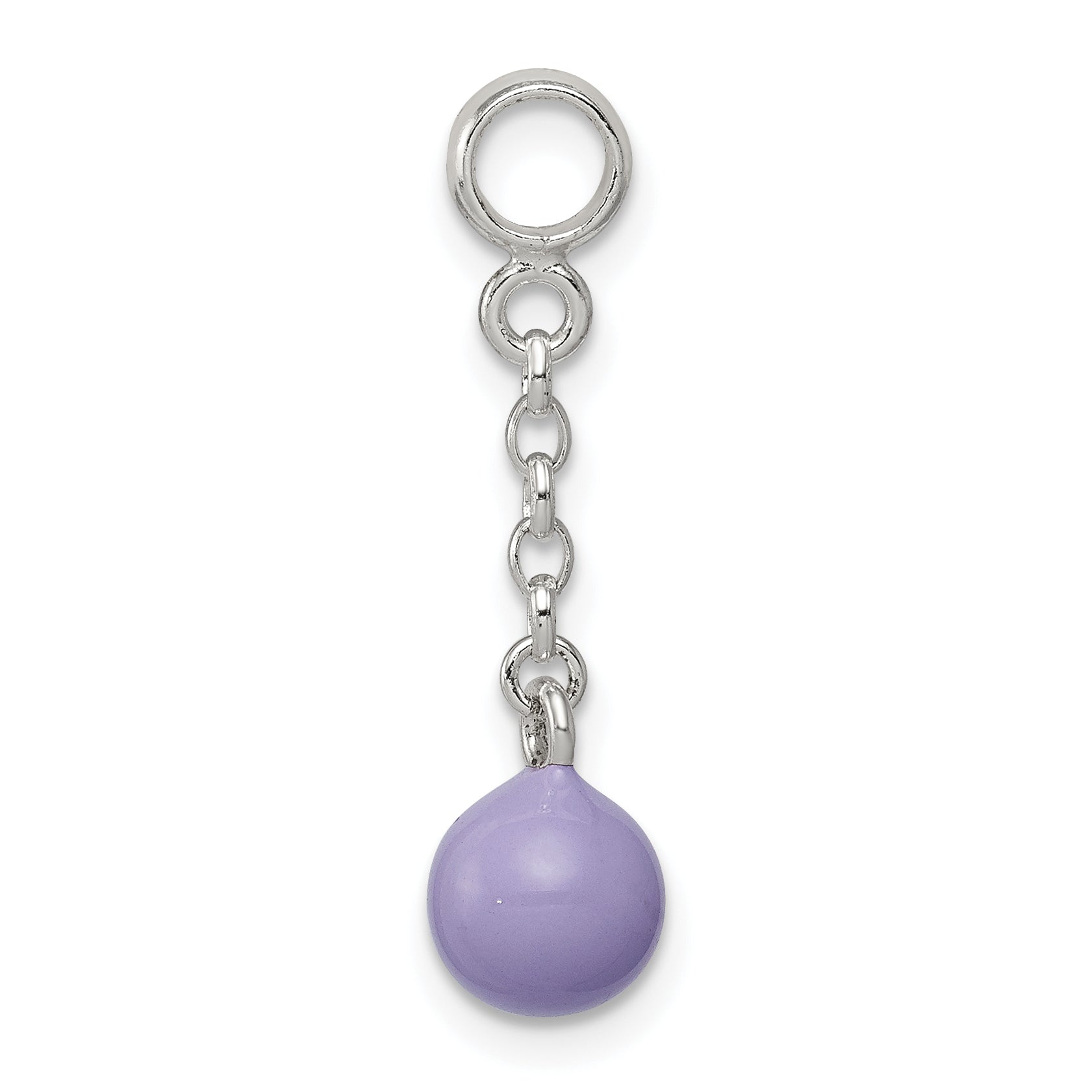 Sterling Silver Lilac Enamel Bead 1/2in Dangle Enhancer