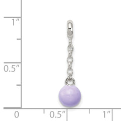 Sterling Silver Lilac Enamel Bead 1/2in Dangle Enhancer