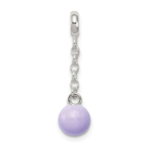 Lilac Enamel Bead Dangle Enhancer in Sterling Silver, 29mm - Sophia Jewelers