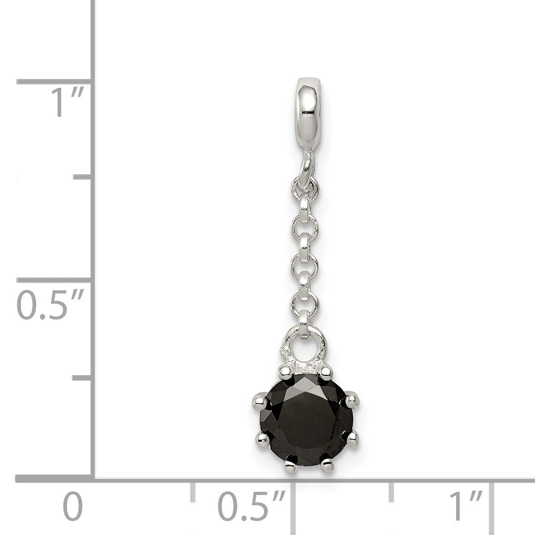 Sterling Silver Black CZ 1/2in Dangle Enhancer