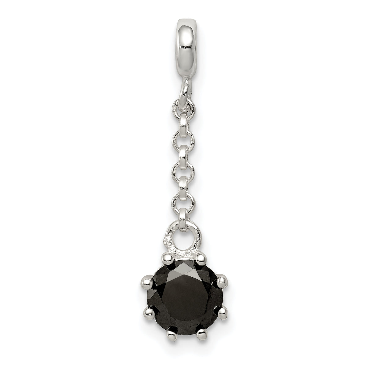 Sterling Silver Black CZ 1/2in Dangle Enhancer