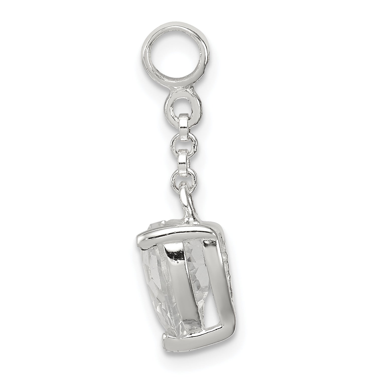 Sterling Silver Clear CZ Heart 1/2in Dangle Enhancer Secondary image
