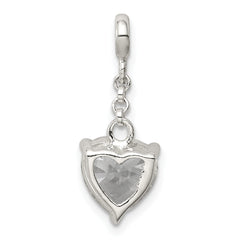 Sterling Silver Clear CZ Heart 1/2in Dangle Enhancer