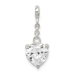 Sterling Silver Clear CZ Heart 1/2in Dangle Enhancer