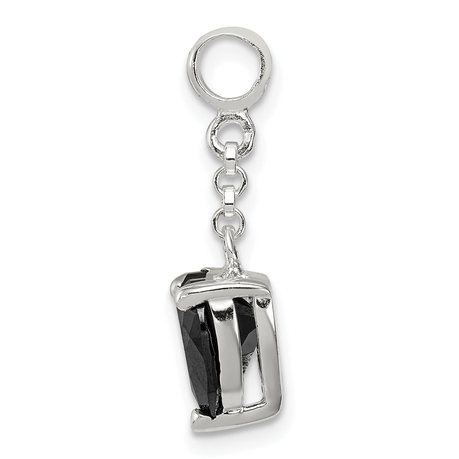 Sterling Silver Black CZ Heart 1/2in Dangle Enhancer Secondary image