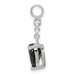 Sterling Silver Black CZ Heart 1/2in Dangle Enhancer