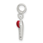 Sterling Silver Red Enameled Heart With  Wings Enhancer