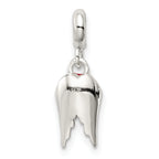 Sterling Silver Red Enameled Heart With  Wings Enhancer