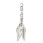 Sterling Silver Red Enameled Heart With  Wings 1/2in Dangle Enhancer