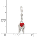Sterling Silver Red Enameled Heart With  Wings 1/2in Dangle Enhancer