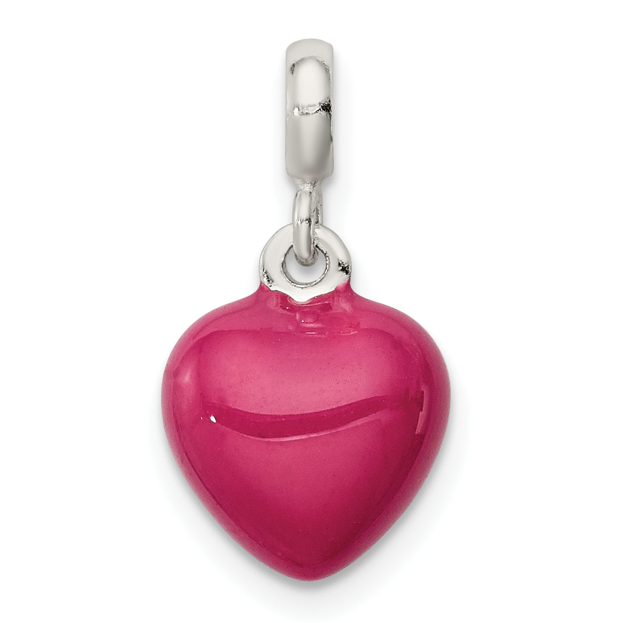 Sterling Silver Pink Enamel Heart Enhancer