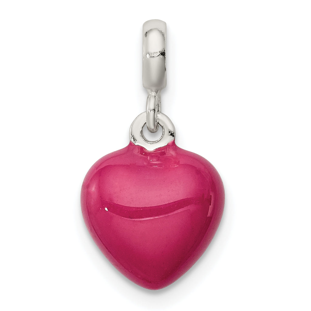 Sterling Silver Pink Enamel Heart Enhancer