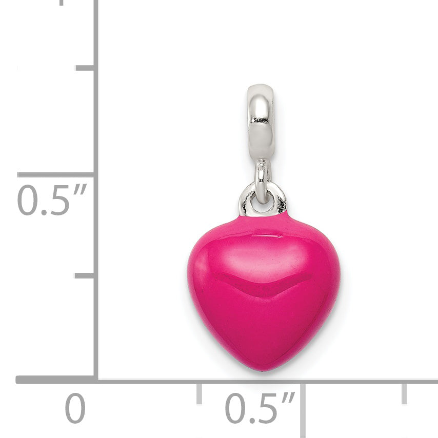 Sterling Silver Pink Enamel Heart Enhancer
