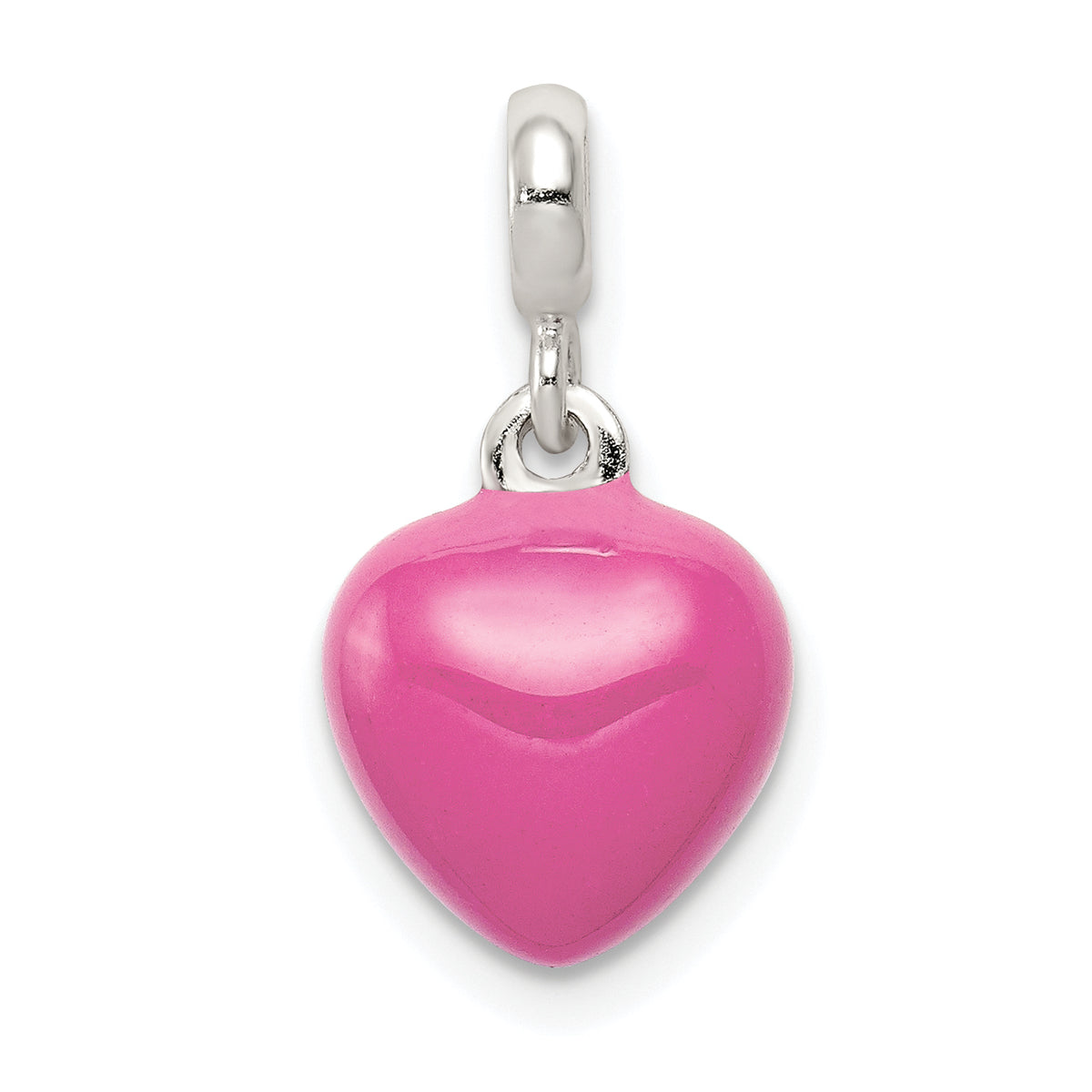 Sterling Silver Pink Enamel Heart Enhancer