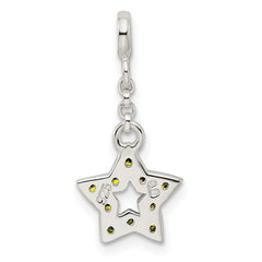 Sterling Silver Green CZ Star 1/2in Dangle Enhancer