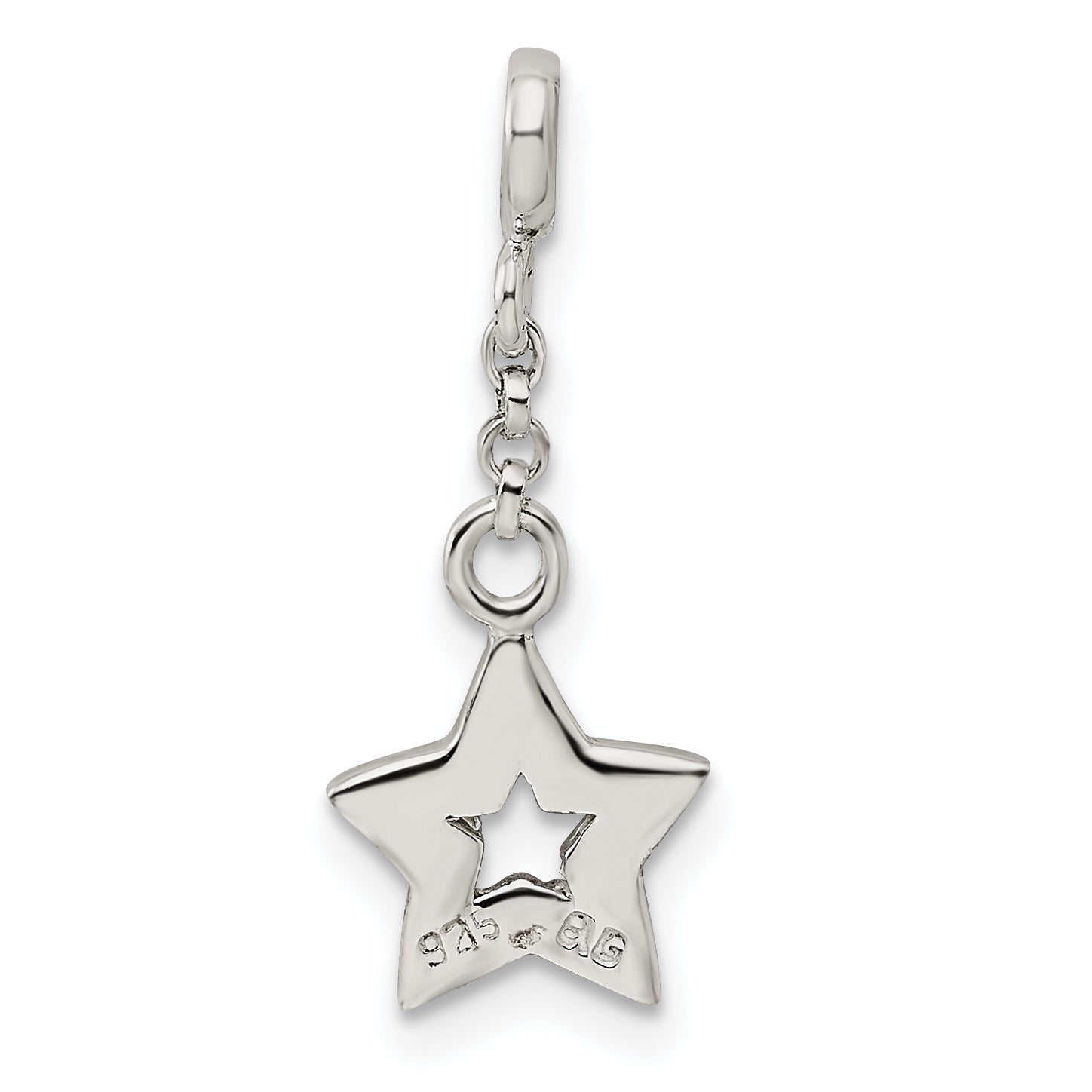 Sterling Silver Enameled Star 1/2in Dangle Enhancer