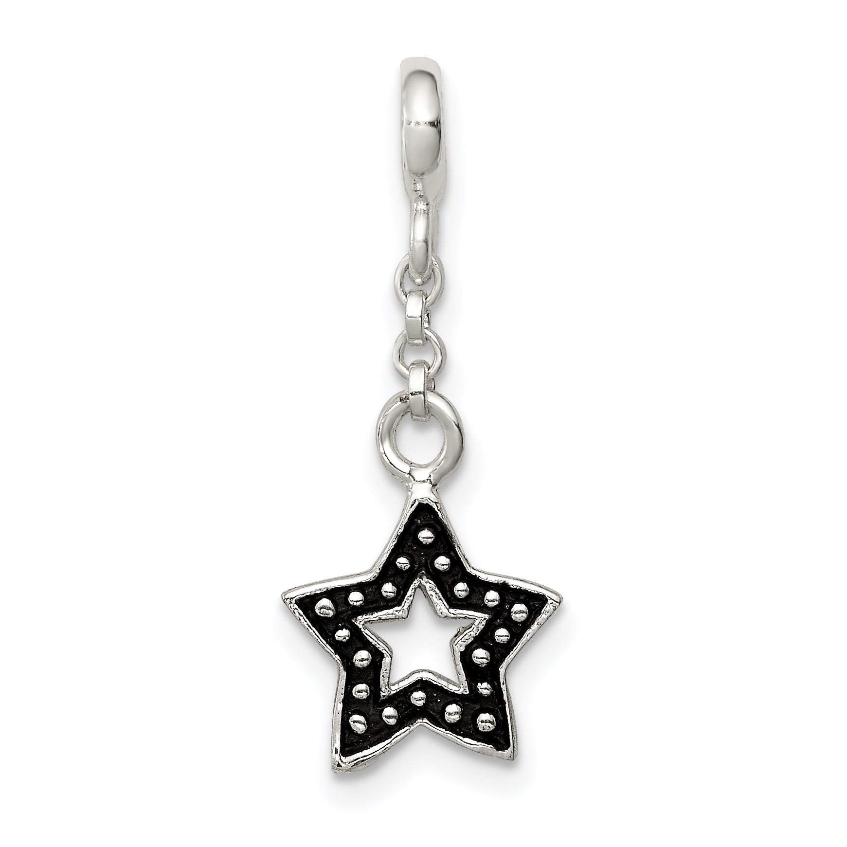 Sterling Silver Enameled Star 1/2in Dangle Enhancer