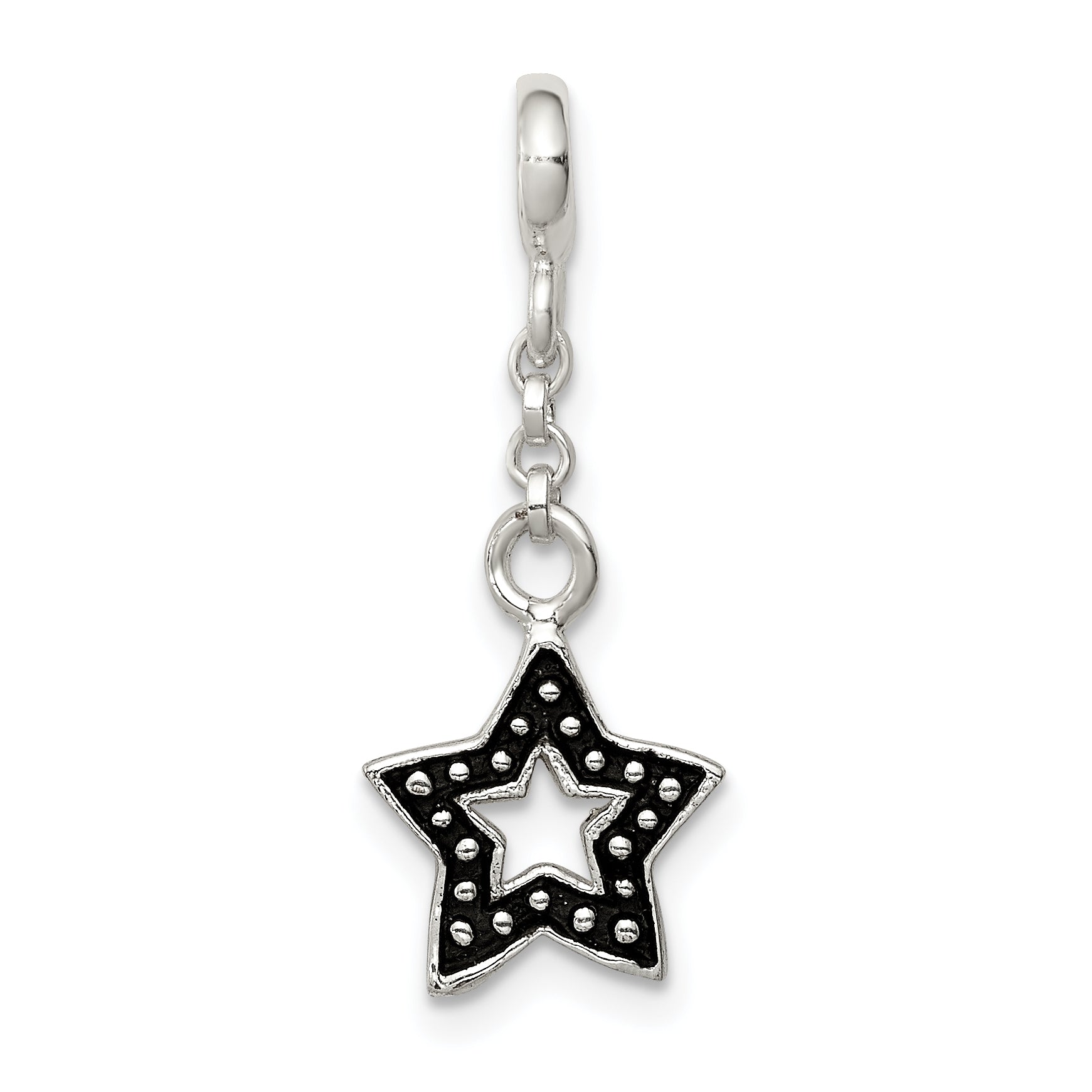 Sterling Silver Enameled Star 1/2in Dangle Enhancer Main image