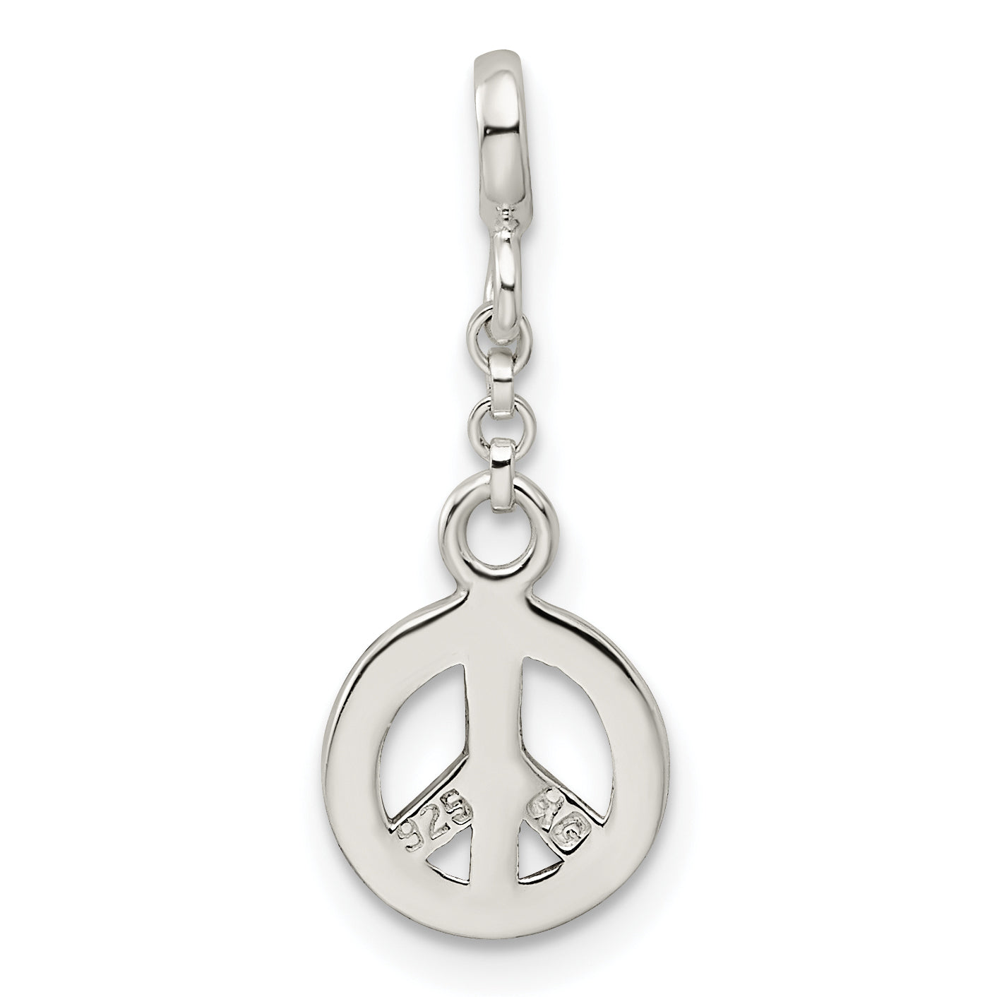 Sterling Silver Enameled Peace Symbol 1/2in Dangle Enhancer