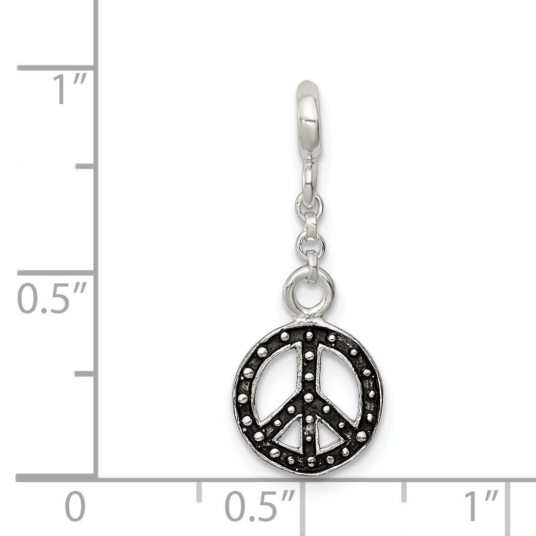Sterling Silver Enameled Peace Symbol 1/2in Dangle Enhancer