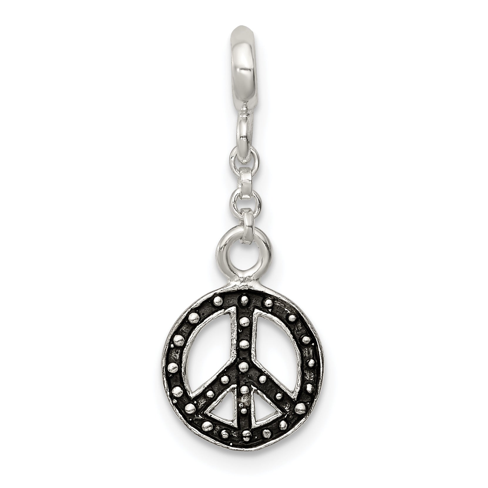 Sterling Silver Enameled Peace Symbol 1/2in Dangle Enhancer Main image