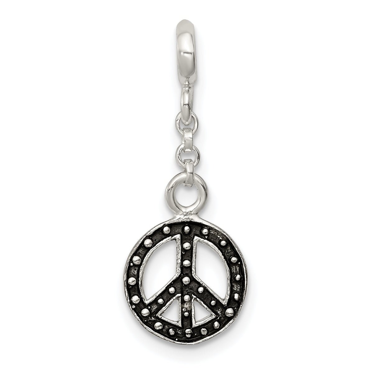 Sterling Silver Enameled Peace Symbol 1/2in Dangle Enhancer