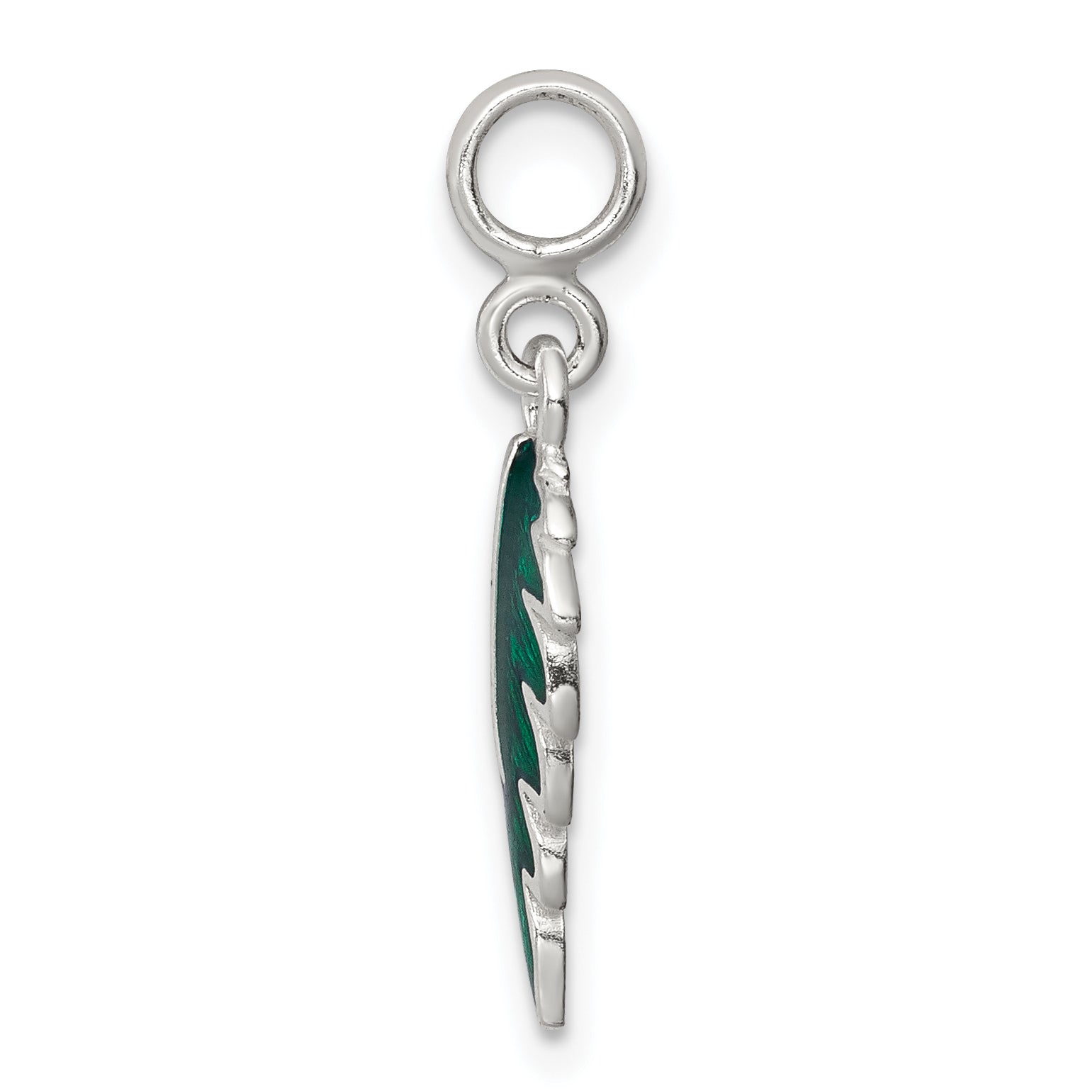 Sterling Silver Green Enameled Leaf Enhancer Secondary image