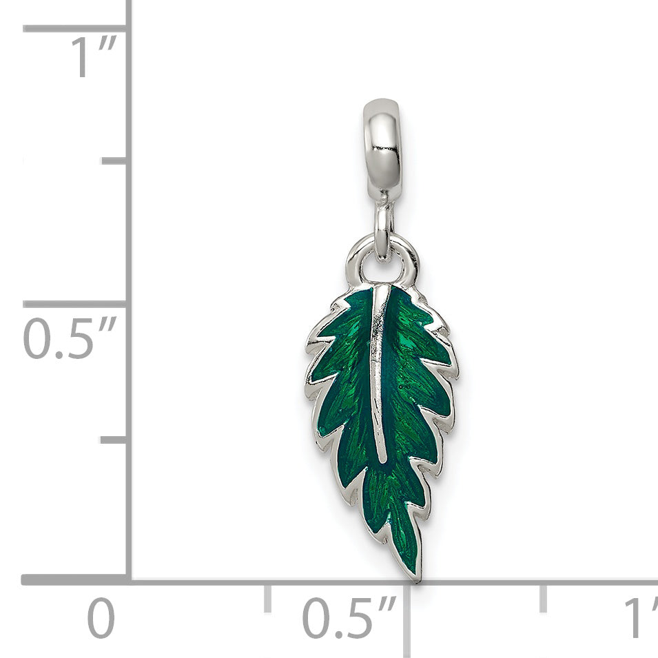 Sterling Silver Green Enameled Leaf Enhancer