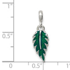 Sterling Silver Green Enameled Leaf Enhancer
