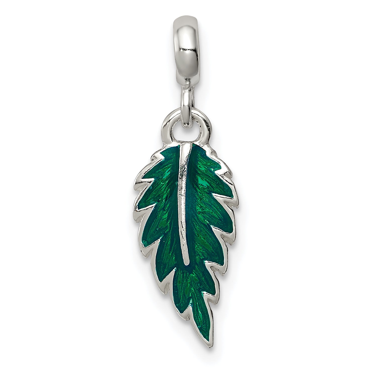 Sterling Silver Green Enameled Leaf Enhancer