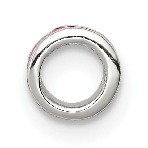 Sterling Silver 925 Red Enameled Spacer Bead with Solid Cast Design