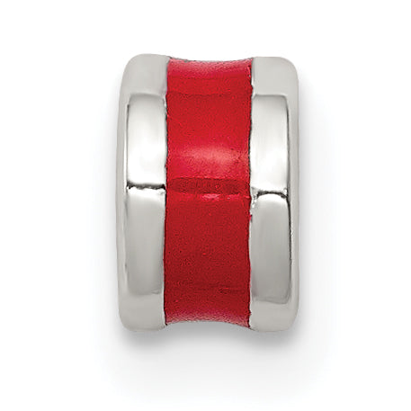 Red Enameled Spacer Bead in Sterling Silver