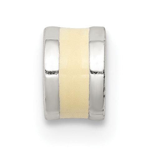Cream Enameled Spacer Bead in Sterling Silver