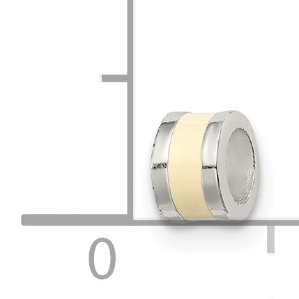 Cream Enameled Spacer Bead in Sterling Silver