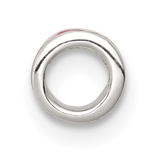 Hot Pink Enameled Spacer Bead in Sterling Silver