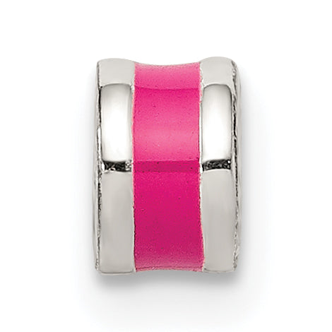 Hot Pink Enameled Spacer Bead in Sterling Silver