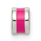 Hot Pink Enameled Spacer Bead in Sterling Silver