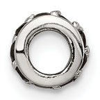 Sterling Silver 925 Black CZ Spacer Bead with Solid Cast Design