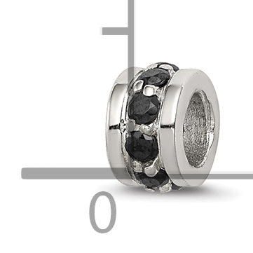 Sterling Silver 925 Black CZ Spacer Bead with Solid Cast Design