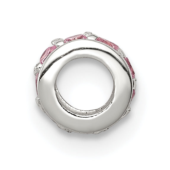Sterling Silver 925 Pink CZ Spacer Bead with Solid Cast Design Secondary image