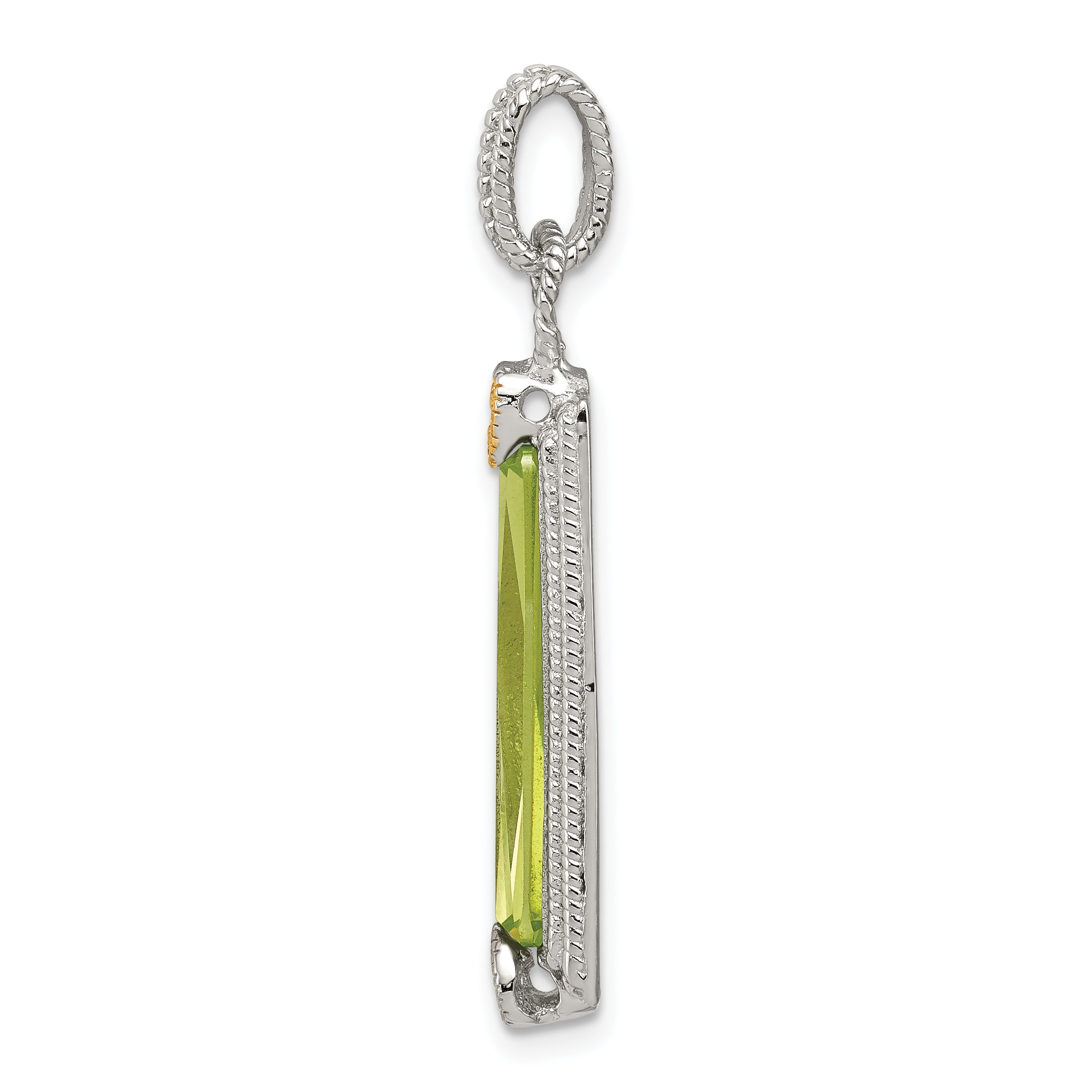 Sterling Silver & Vermeil Light Green CZ Pendant Secondary image