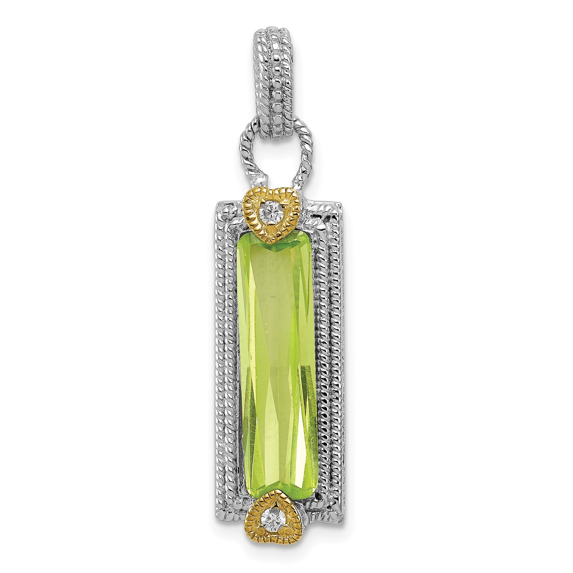Sterling Silver & Vermeil Light Green CZ Pendant Main image
