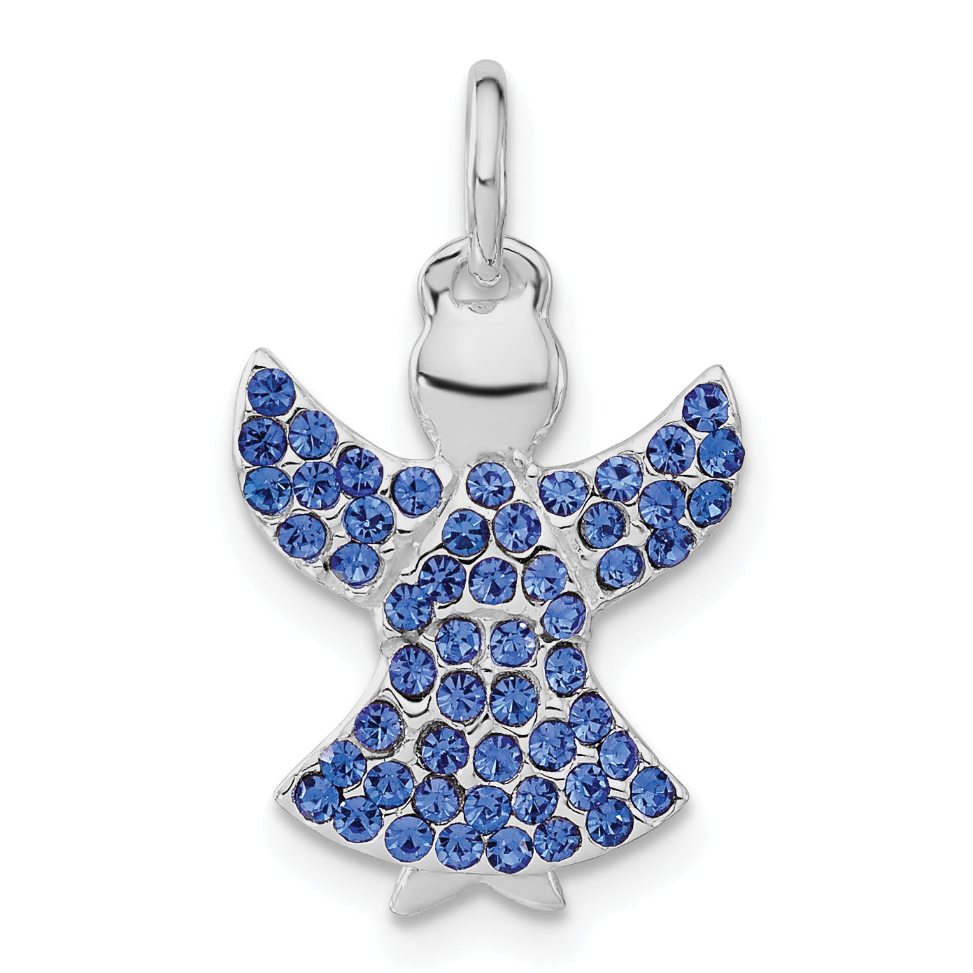 Sterling Silver Polished Blue Stellux Crystal Angel Pendant Main image