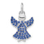Sterling Silver Polished Blue Stellux Crystal Angel Pendant