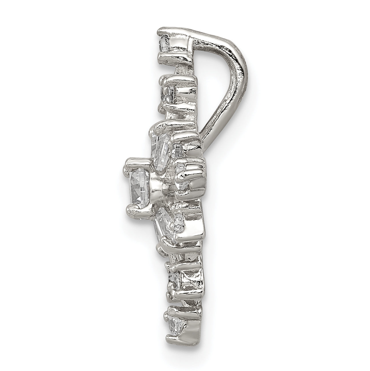 Sterling Silver Rhodium-plated CZ Snowflake Slide Secondary image