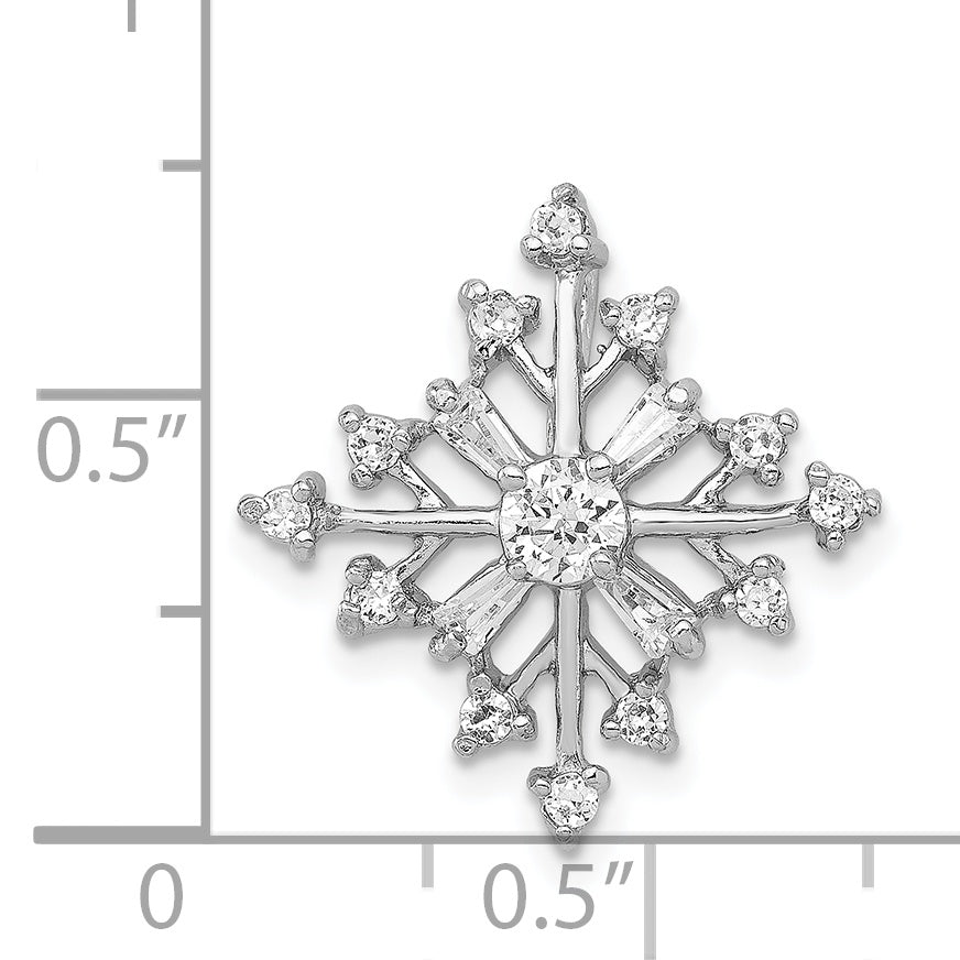 Sterling Silver Rhodium-plated CZ Snowflake Slide