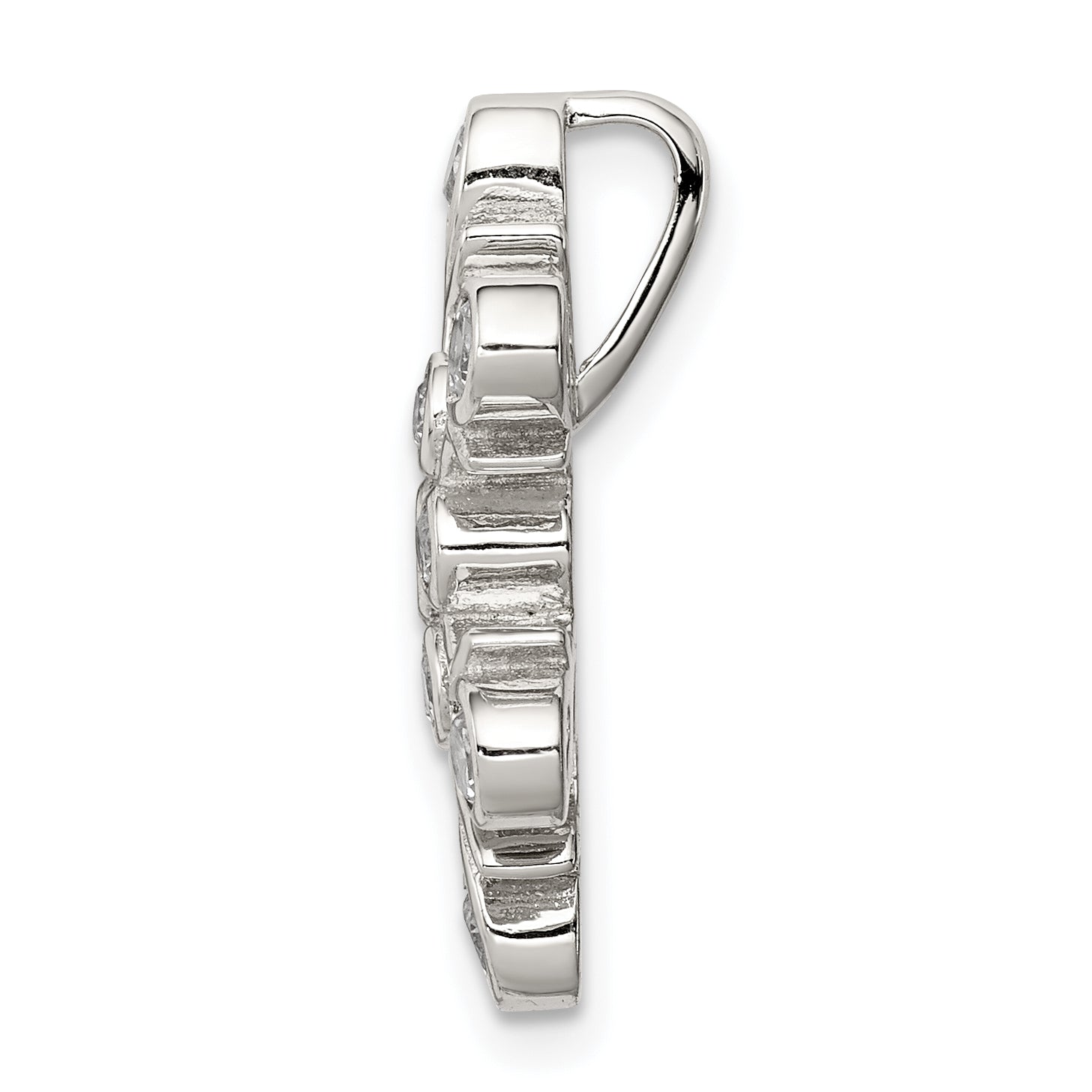 Sterling Silver Rhodium-plated CZ Snowflake Chain Slide Secondary image