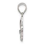 Sterling Silver Rhodium-plated CZ Fleur De Lis Pendant