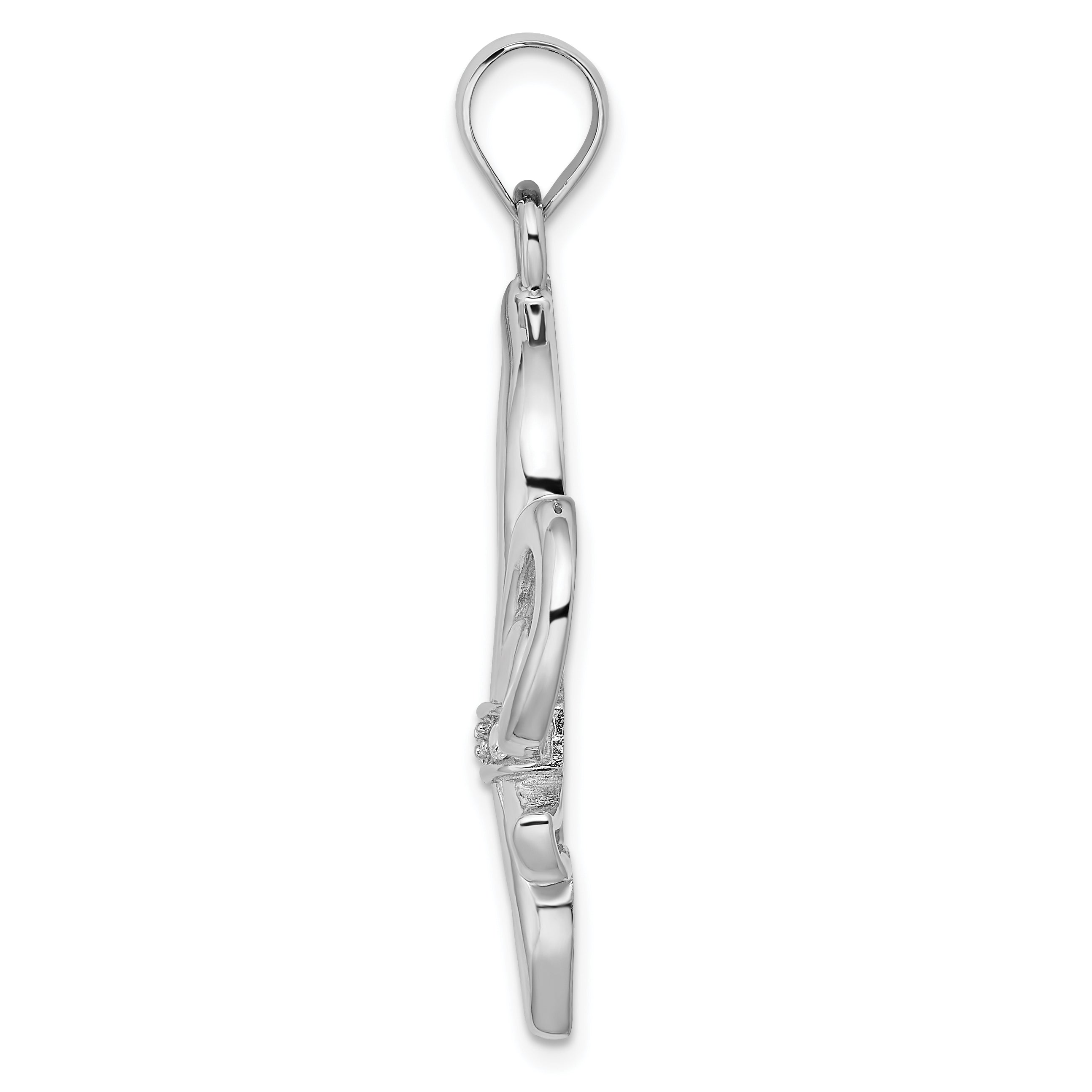 Sterling Silver Rhodium-platedCZ Fleur de Lis Pendant Secondary image